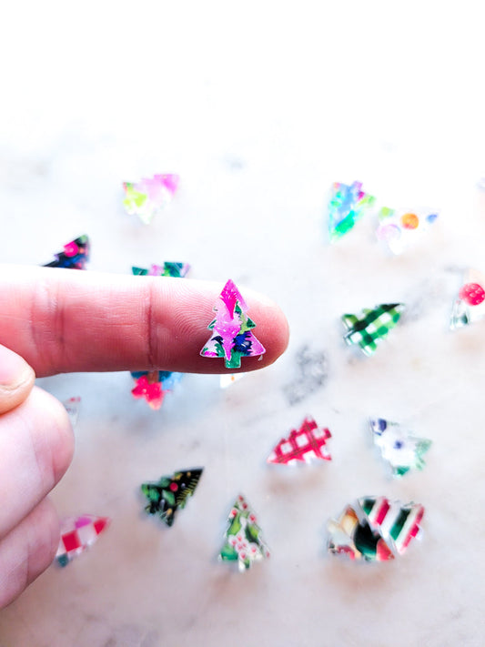Clear Acrylic - 1.5cm Christmas Tree - Studs - Christmas - 317