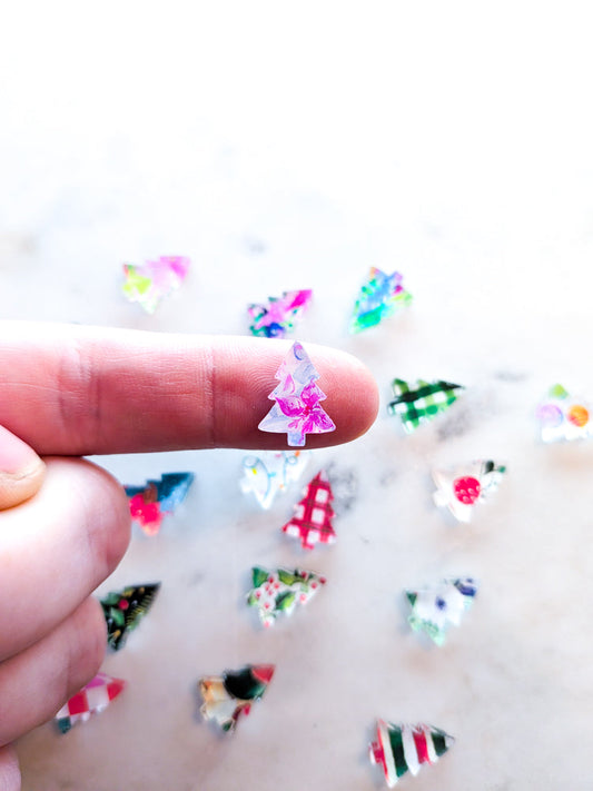 Clear Acrylic - 1.5cm Christmas Tree - Studs - Christmas - 186