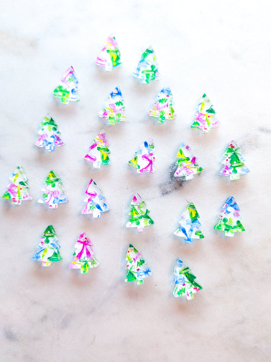 Clear Acrylic - 1.5cm Christmas Tree - Studs - Christmas - 155