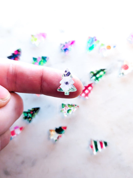 Clear Acrylic - 1.5cm Christmas Tree - Studs - Christmas - 75