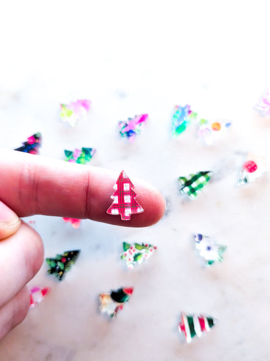 Clear Acrylic - 1.5cm Christmas Tree - Studs - Christmas - 52