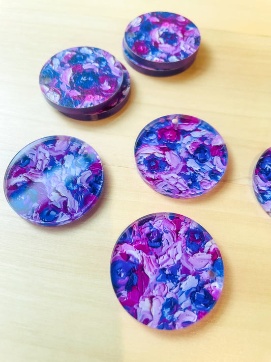 UV printed clear acrylic earring blanks - 3cm circle, Paint - jewellery making