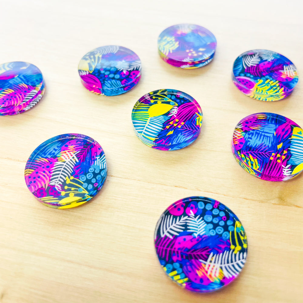 Clear Acrylic - 2cm Circle - Summer Nights - 25