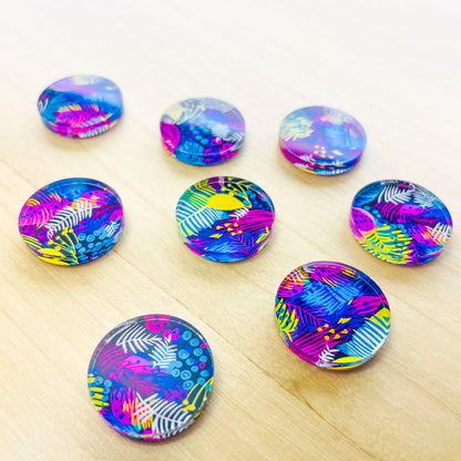 UV printed clear acrylic earring blanks - 2cm circle, Summer Nights - jewellery making