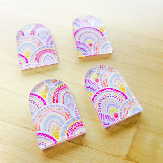 UV printed clear acrylic earring blanks - arch, Watercolour - jewellery making