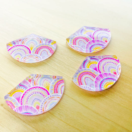 UV printed clear acrylic earring blanks - 4x2.8cm fan, Watercolour - jewellery making