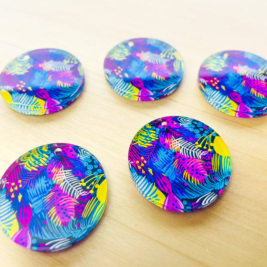 UV printed clear acrylic earring blanks - 3cm circle, Summer Nights - jewellery making