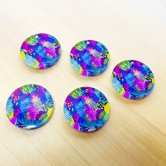 Clear Acrylic - 3cm Circle - 1 Hole - Summer Nights - 25