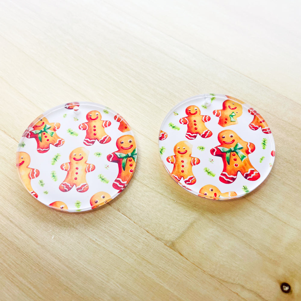 UV printed clear acrylic earring blanks - 4cm circle, Christmas - jewellery making