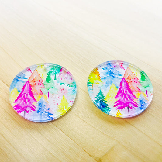 UV printed clear acrylic earring blanks - 4cm circle, Christmas - jewellery making