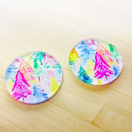 Clear Acrylic - 4cm Circle - Christmas - 01