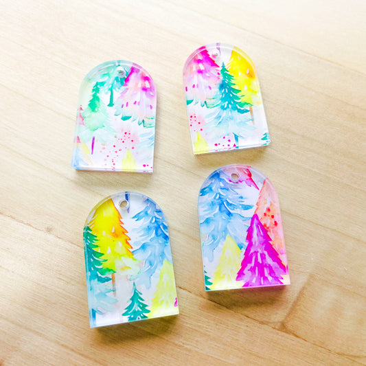 UV printed clear acrylic earring blanks - 2x3cm arch, Christmas - jewellery making