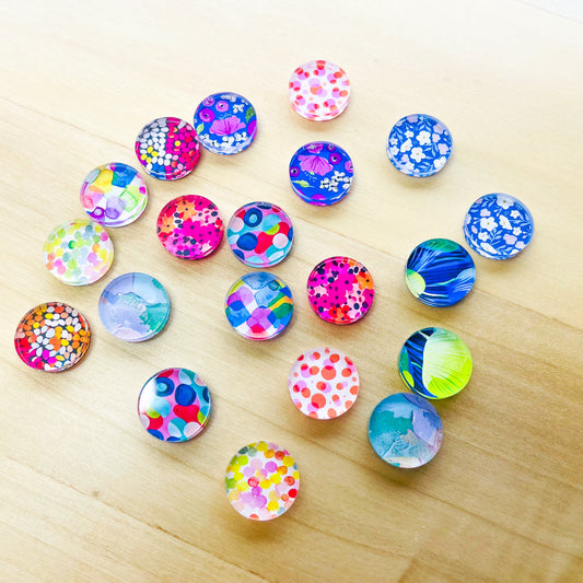 Clear Acrylic - 15mm Circle Studs - Mixed Bag - 10 pair (20pcs)