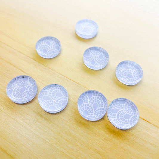 UV printed clear acrylic earring studs - 1.5cm circle, Winter Picnic - jewellery making