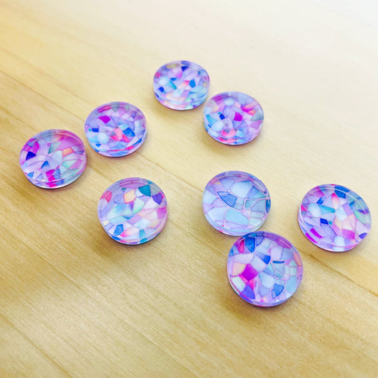 UV printed clear acrylic earring studs - 1.5cm circle, Watercolour - jewellery making