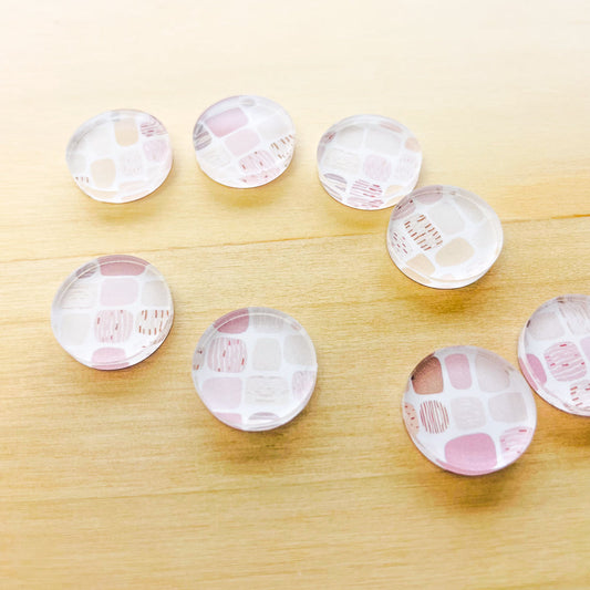 UV printed clear acrylic earring studs - 1.5cm circle, Boho - jewellery making