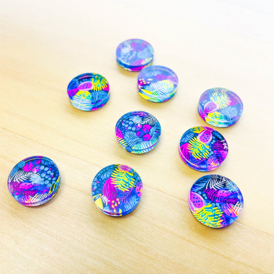 Clear Acrylic - 1.5cm Circle - Studs - Summer Nights - 25