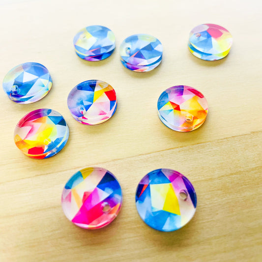 UV printed clear acrylic earring blanks - 1.5cm circle, Watercolour - jewellery making