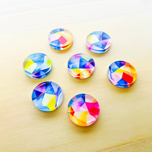 UV printed clear acrylic earring studs - 1.5cm circle, Watercolour - jewellery making