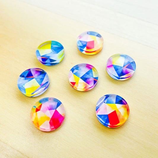 Clear Acrylic - 1.5cm Circle - Studs - Watercolour - 23