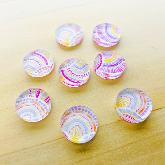 UV printed clear acrylic earring studs - 15mm circle, Watercolour - jewellery making