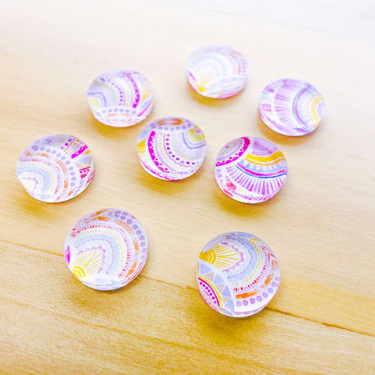 Clear Acrylic - 15mm - Circle - Studs - Watercolour - 10