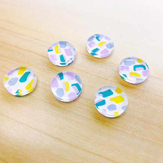 UV printed clear acrylic earring studs - 1.5cm circle, Beach Picnic - jewellery making