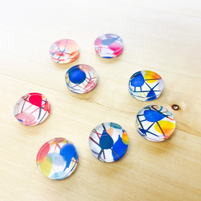 Clear Acrylic - 1.5cm Circle - Studs - Watercolour - 52