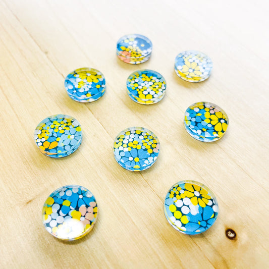 UV printed clear acrylic earring studs - 1.5cm circle, Summer Nights - jewellery making