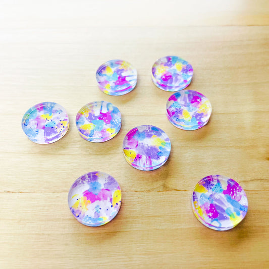 UV printed clear acrylic earring studs - 1.5cm circle, Abstract Art - jewellery making