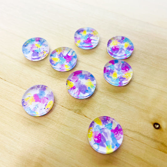 Clear Acrylic - 1.5cm Circle - Studs - Abstract Art - 35