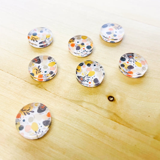 UV printed clear acrylic earring studs - 1.5cm circle, Boho - jewellery making