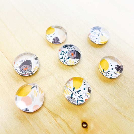 UV printed clear acrylic earring studs - 1.5cm circle, Boho - jewellery making