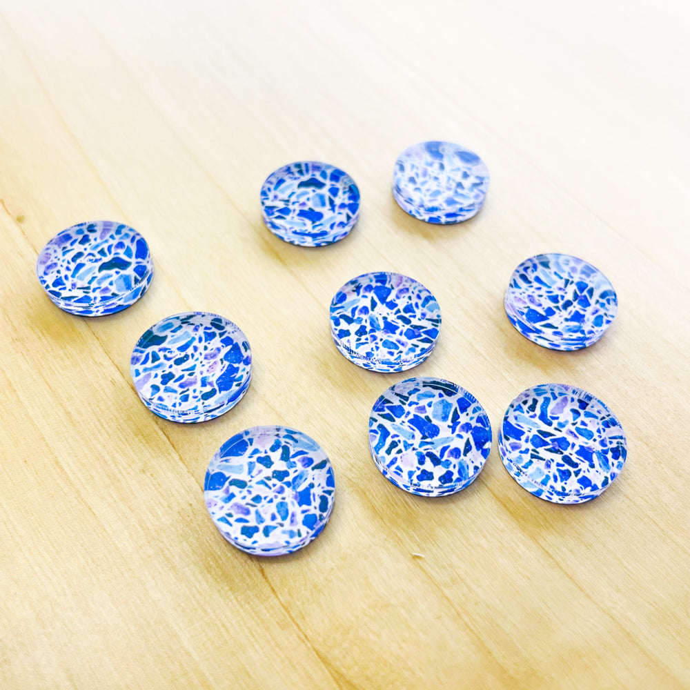 UV printed clear acrylic earring studs - 1.5cm circle, Terrazzo - jewellery making