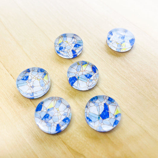 UV printed clear acrylic earring studs - 1.5cm circle, Stained Glass - jewellery making