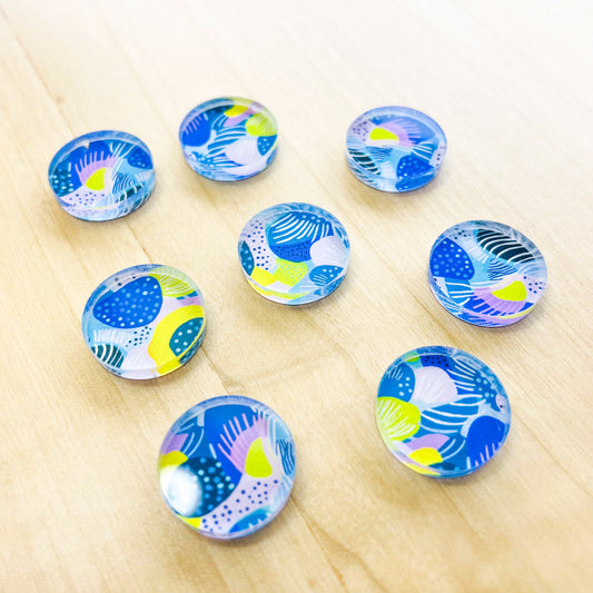 UV printed clear acrylic earring studs - 1.5cm circle, Summer Nights - jewellery making