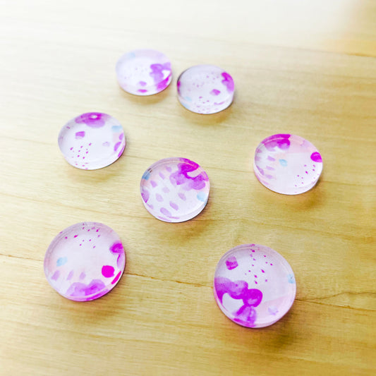 UV printed clear acrylic earring studs - 1.5cm circle, Watercolour - jewellery making