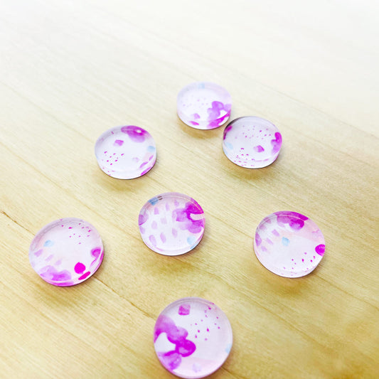 Clear Acrylic - 1.5cm Circle - Studs - Watercolour - 110