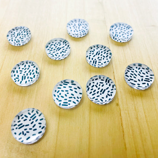 Clear Acrylic - 1.5cm Circle - Studs - Black and White - 30