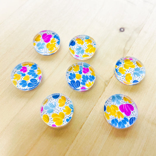 UV printed clear acrylic earring studs - 1.5cm circle, Summer Nights - jewellery making