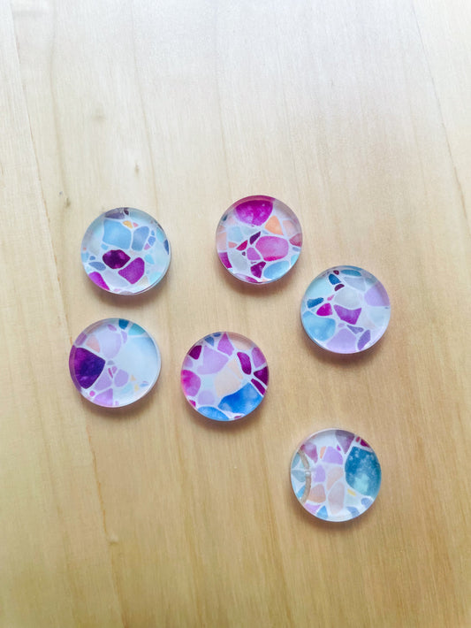 UV printed clear acrylic earring studs - 1.5cm circle, Terrazzo - jewellery making