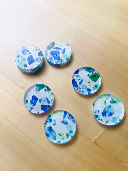 Clear Acrylic - 2cm Circle -  1 Hole - Terrazzo - 49