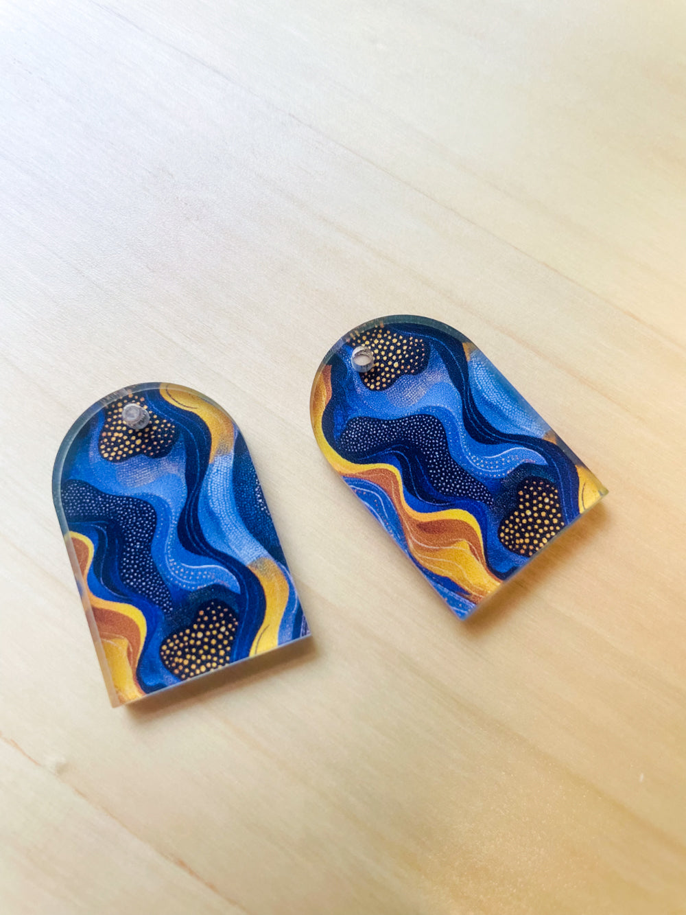 UV printed clear acrylic earring blanks - 2x3cm arch, Australiana - jewellery making