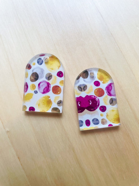 UV printed clear acrylic earring blanks - 2x3cm arch, Watercolour - jewellery making