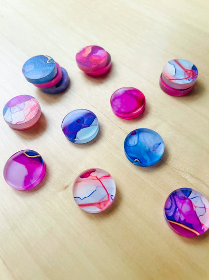 Clear Acrylic - 1.5cm Circle - Studs - Alcohol Ink - 12