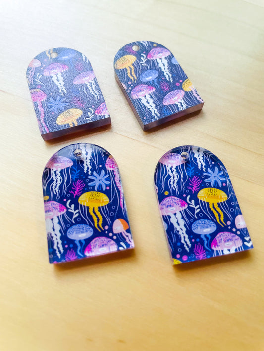 UV printed clear acrylic earring blanks - 2x3cm arch, Tropical - jewellery making
