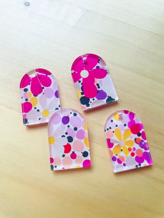 UV printed clear acrylic earring blanks - 2x3cm arch, Summer 27 - jewellery making