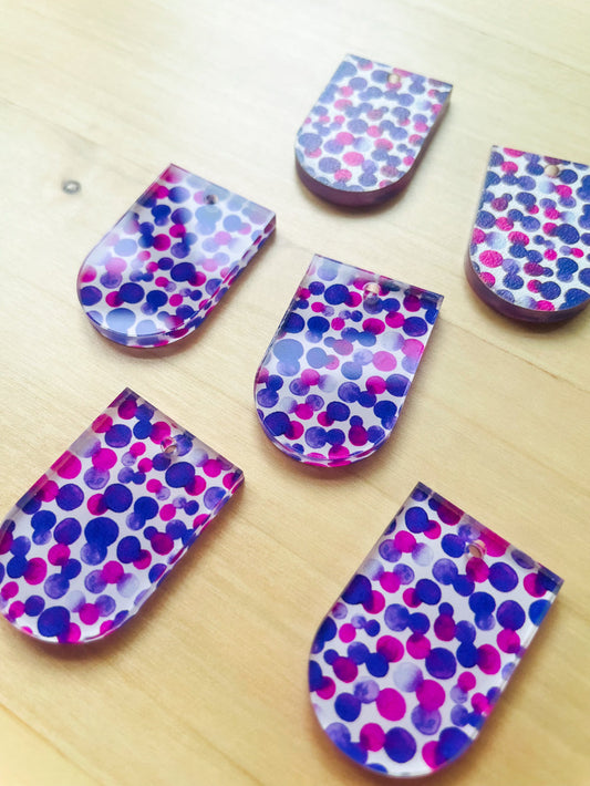 UV printed clear acrylic earring blanks - 2x3cm arch, Watercolour - jewellery making