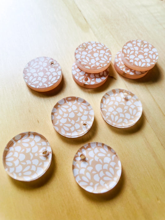 UV printed clear acrylic earring blanks - 2cm circle, Australiana - jewellery making
