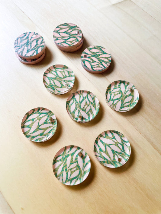UV printed clear acrylic earring blanks - 2cm circle, Australiana - jewellery making